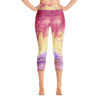 Sunrise Pink Galaxy Printed Capri Leggings, High Waist Yoga Pants - Image 4
