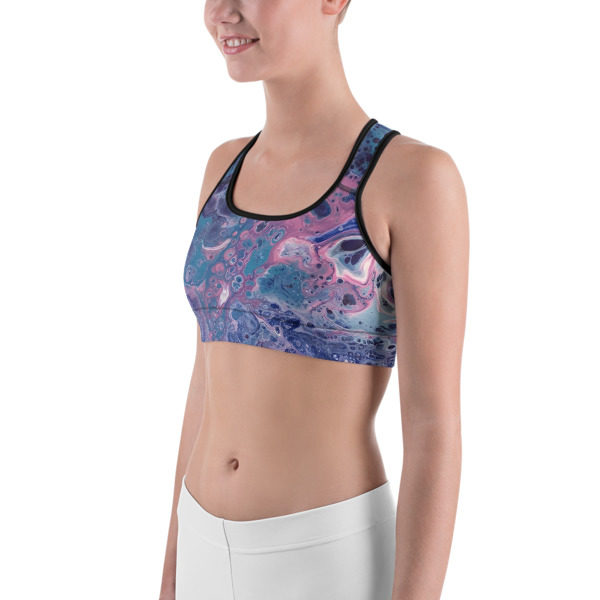 Blue moon Galaxy Printed Sports Bra, Workout Bra - Image 2