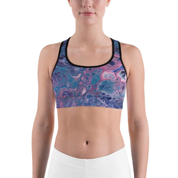 Blue moon Galaxy Printed Sports Bra, Workout Bra