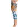 Beachy Blue Capri Printed Leggings, High Waist Yoga Pants