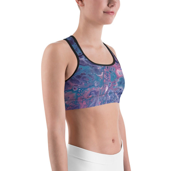 Blue moon Galaxy Printed Sports Bra, Workout Bra - Image 3