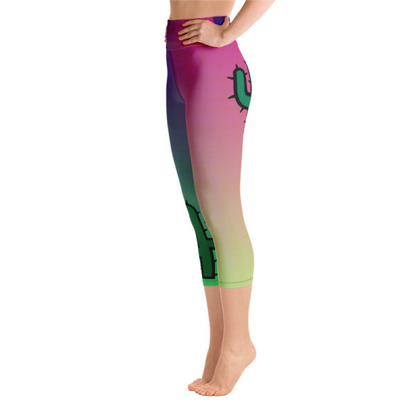 Cactus Capri Leggings, Rainbow High Waist Yoga Pants - Image 5