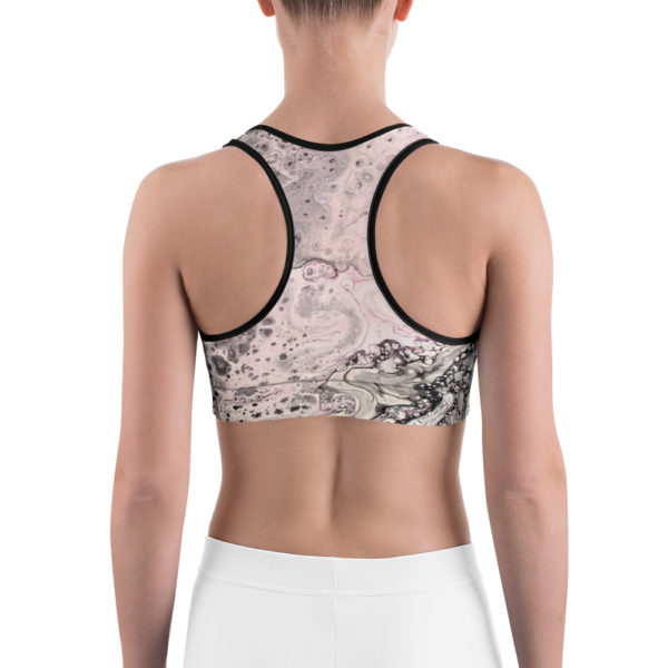 Pink and Black Galaxy Printed Sports Bra, Workout Clothes - Image 4