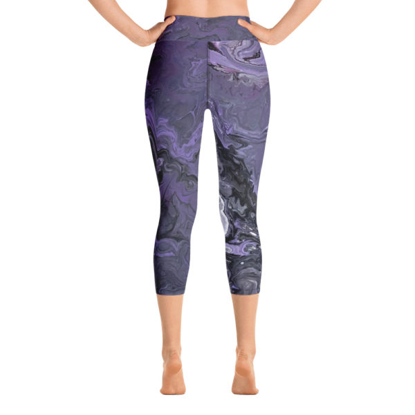 Purple Galaxy Capri Leggings, High Waist Yoga Pants - Image 4