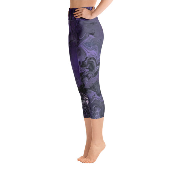 Purple Galaxy Capri Leggings, High Waist Yoga Pants