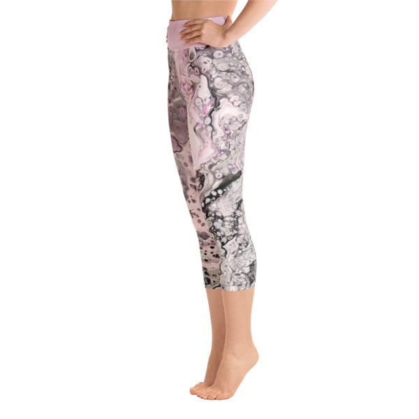 Pretty Pink Capri Leggings, High Waist Yoga Pants - Image 2