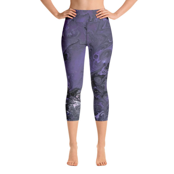 Purple Galaxy Capri Leggings, High Waist Yoga Pants - Image 5