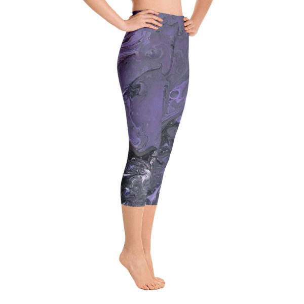 Purple Galaxy Capri Leggings, High Waist Yoga Pants - Image 3