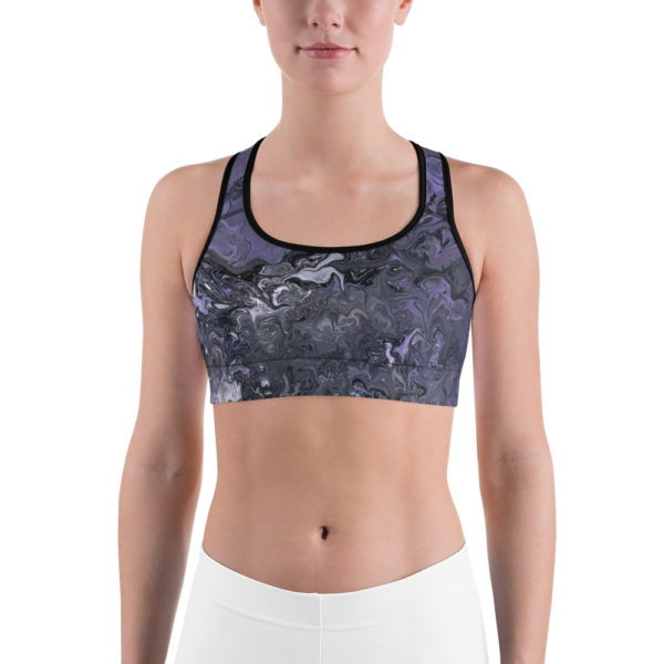 Purple Galaxy Printed Sports Bra, Workout Bra, Yoga Clothes