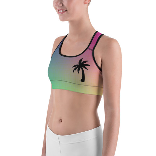 Rainbow Palm Tree Sports Bra, Workout Bra, Yoga Clothes - Image 2