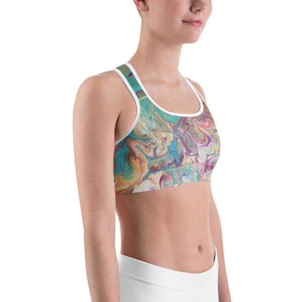 Turquoise and Green Multi Colored Sports bra, Workout Top - Image 3