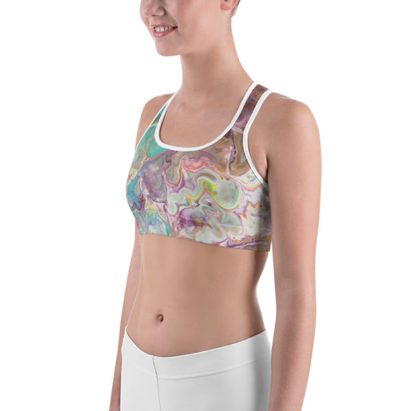 Turquoise and Green Multi Colored Sports bra, Workout Top - Image 2