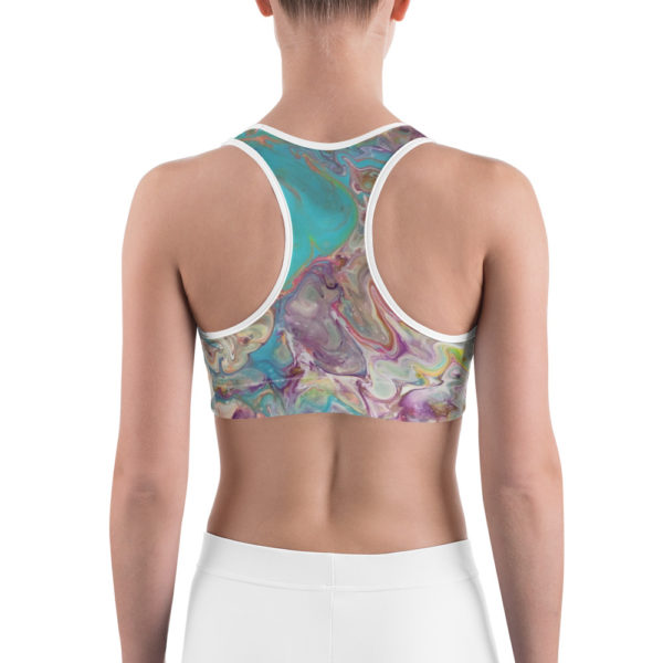 Turquoise and Green Multi Colored Sports bra, Workout Top - Image 4