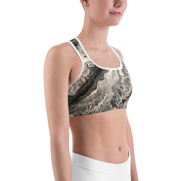 Black and White Printed Sports Bra, workout Bra - Image 4