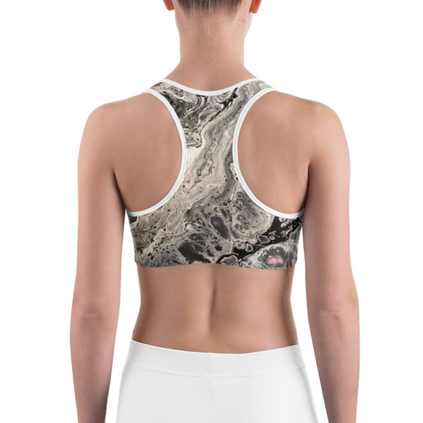 Black and White Printed Sports Bra, workout Bra - Image 5