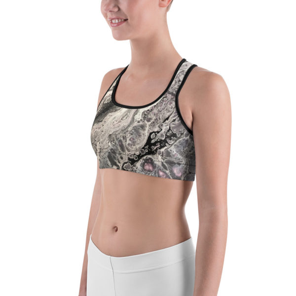 Black and White Printed Sports Bra, workout Bra - Image 6