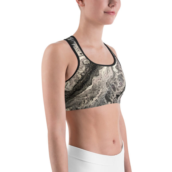 Black and White Printed Sports Bra, workout Bra - Image 7