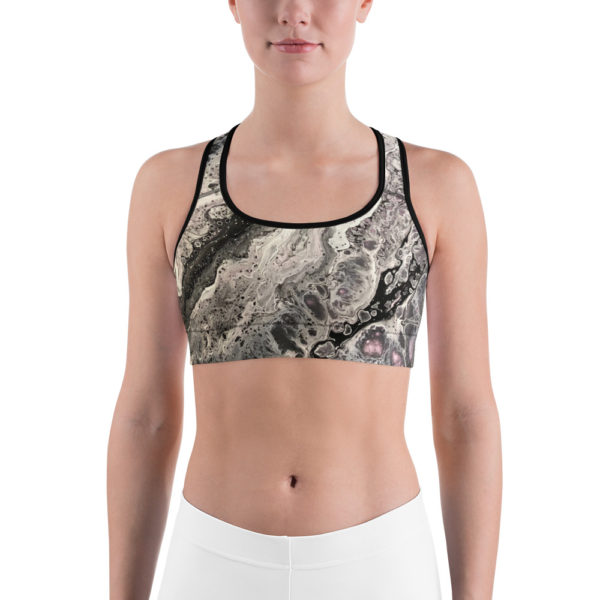 Black and White Printed Sports Bra, workout Bra