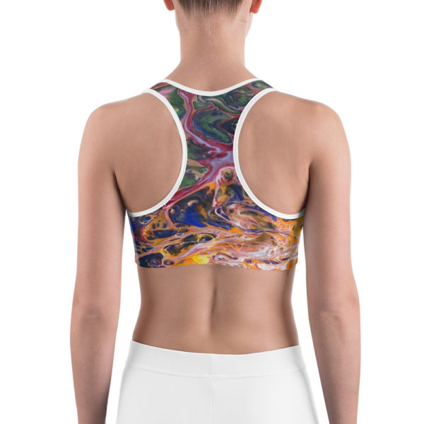 Multicolored Printed Sports Bra - Image 4
