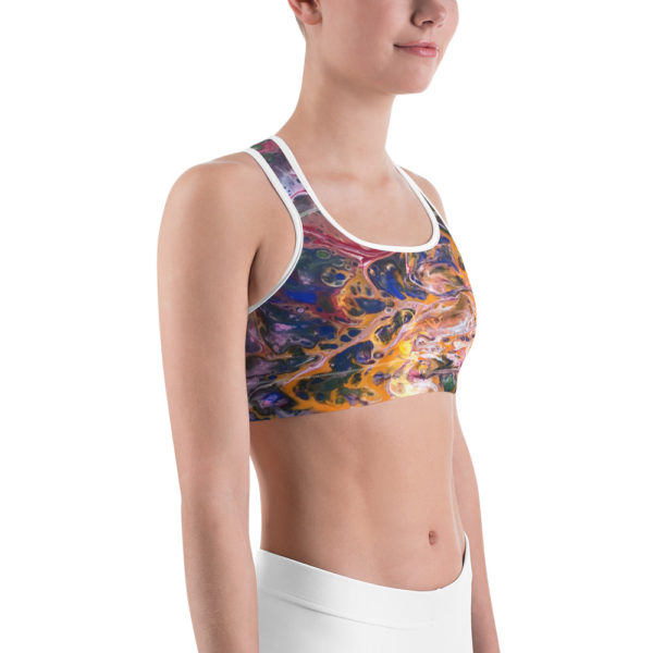 Multicolored Printed Sports Bra - Image 3