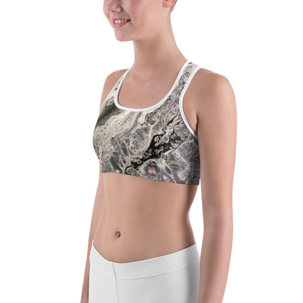 Black and White Printed Sports Bra, workout Bra - Image 3