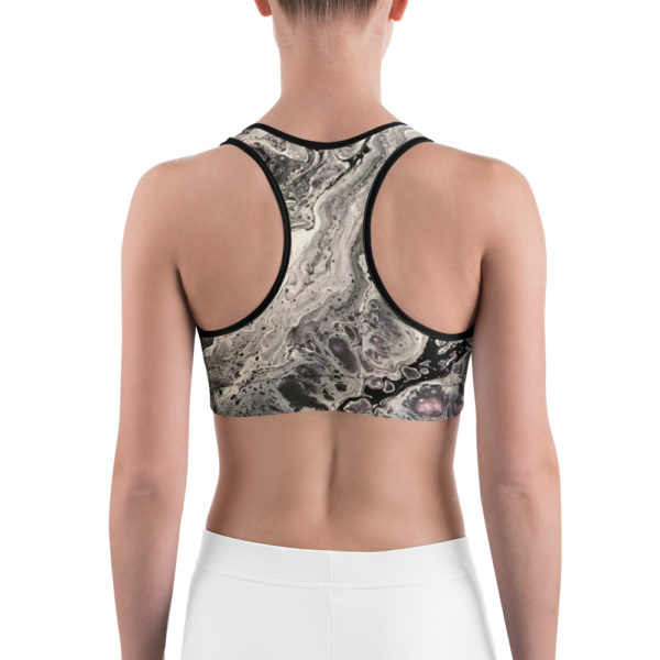 Black and White Printed Sports Bra, workout Bra - Image 8
