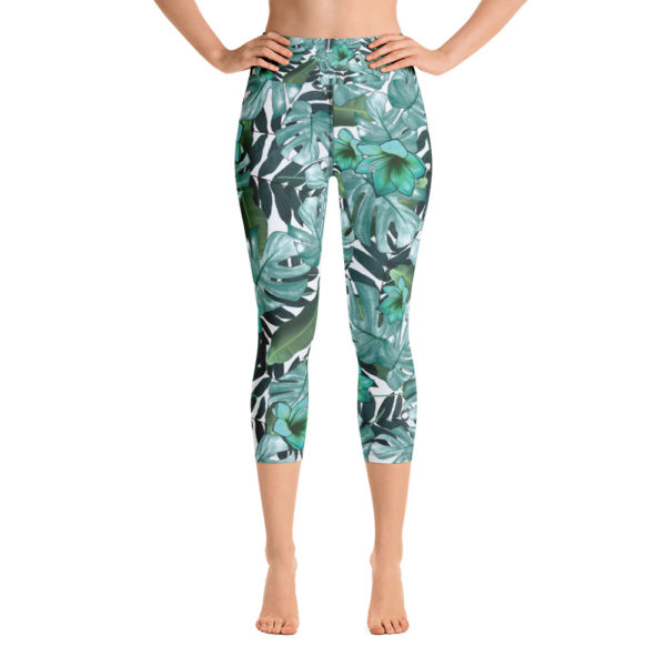 Jungle Capri Leggings, Tropical Yoga Pants