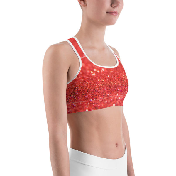Red Sparkle Sports bra, Workout Bra - Image 3