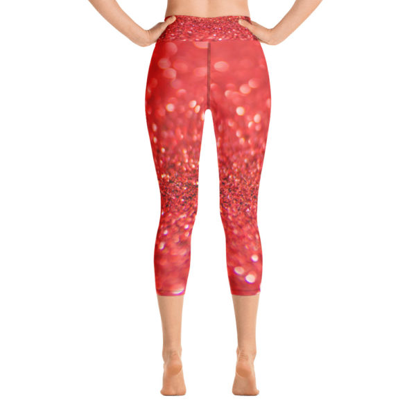 Red Sparkle Capri Leggings, Yoga Pants - Image 4