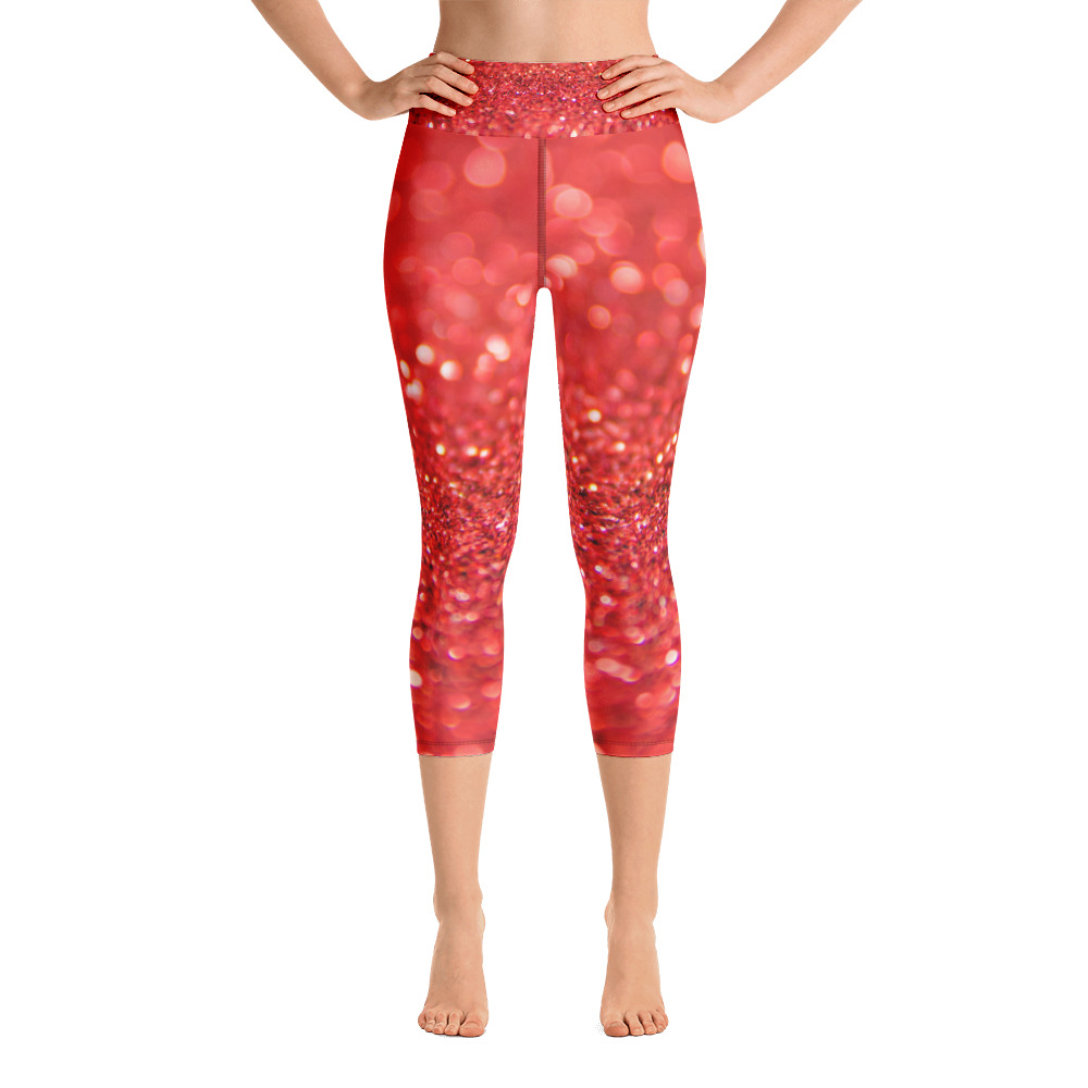 Red Sparkle Capri Leggings, Yoga Pants – Essentially Savvy
