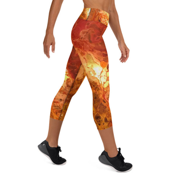 Autumn Colors Printed Capri Leggings, Yoga Pants