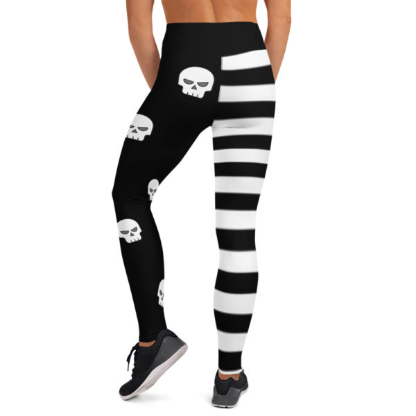 Halloween Skull Leggings, Black and White Yoga Pants - Image 6