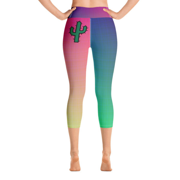Cactus Capri Leggings, Rainbow High Waist Yoga Pants