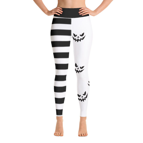 Halloween Black and White Yoga Pants, Halloween Leggings - Image 6