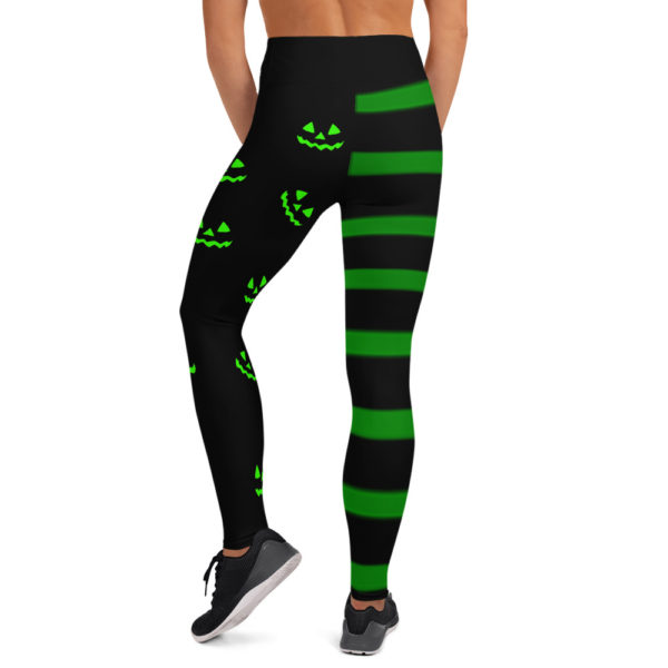 Green Halloween Leggings, Halloween Yoga Pants, Green and Black Witch Leggings - Image 6