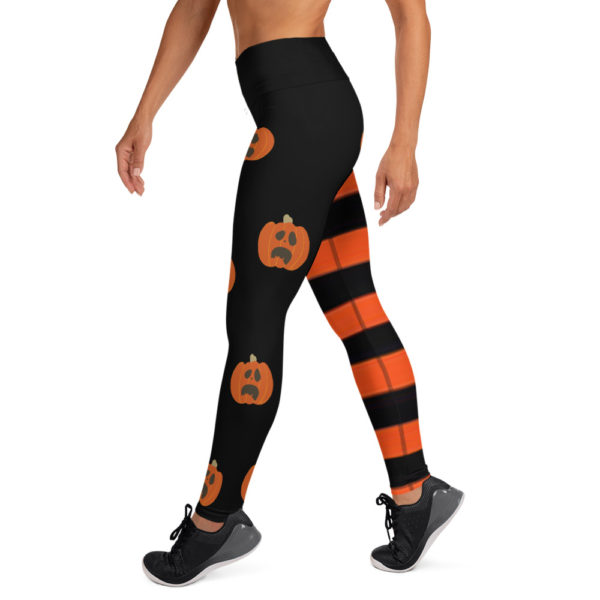 Halloween Orange Pumpkin Yoga Pants, Orange and Black Leggings, Orange Witch Leggings - Image 4