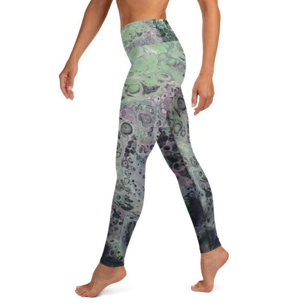 Green Galaxy Yoga Pants, Printed High Waist Leggings - Image 4