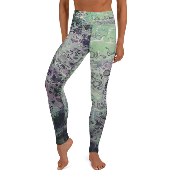 Green Galaxy Yoga Pants, Printed High Waist Leggings
