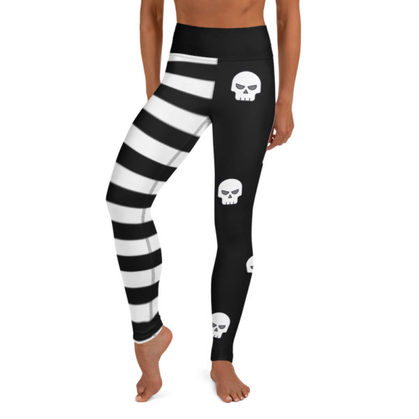 Halloween Skull Leggings, Black and White Yoga Pants - Image 3