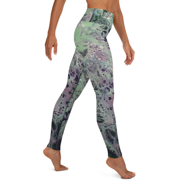 Green Galaxy Yoga Pants, Printed High Waist Leggings - Image 5