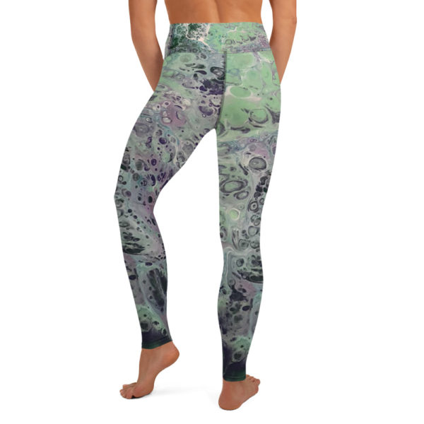 Green Galaxy Yoga Pants, Printed High Waist Leggings - Image 6