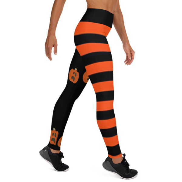 Halloween Orange Pumpkin Yoga Pants, Orange and Black Leggings, Orange Witch Leggings - Image 5