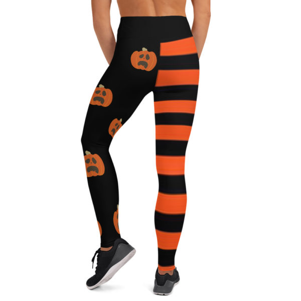 Halloween Orange Pumpkin Yoga Pants, Orange and Black Leggings, Orange Witch Leggings - Image 6