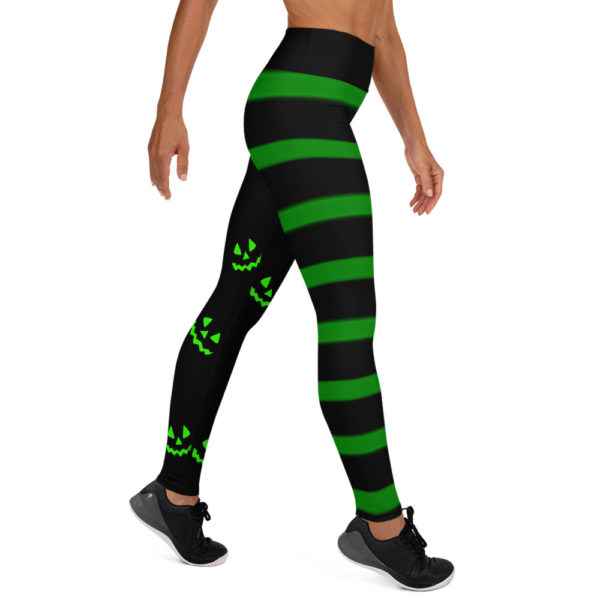 Green Halloween Leggings, Halloween Yoga Pants, Green and Black Witch Leggings - Image 5