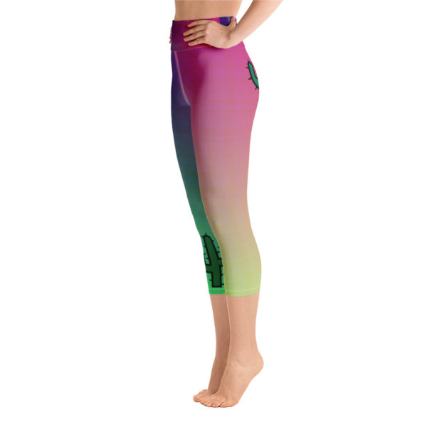 Cactus Capri Leggings, Rainbow High Waist Yoga Pants - Image 2