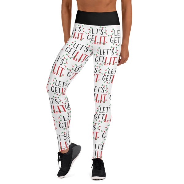 Lets Get Lit Holiday Leggings, Christmas Yoga Pants - Image 2