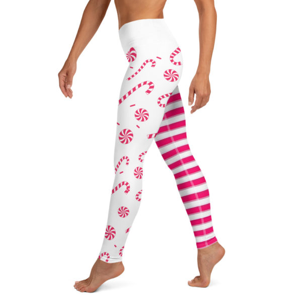 Christmas Candy Cane Leggings, Yoga Pants - Image 2