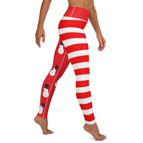 Candy Cane & Snowman Christmas Leggings, Holiday Yoga Pants