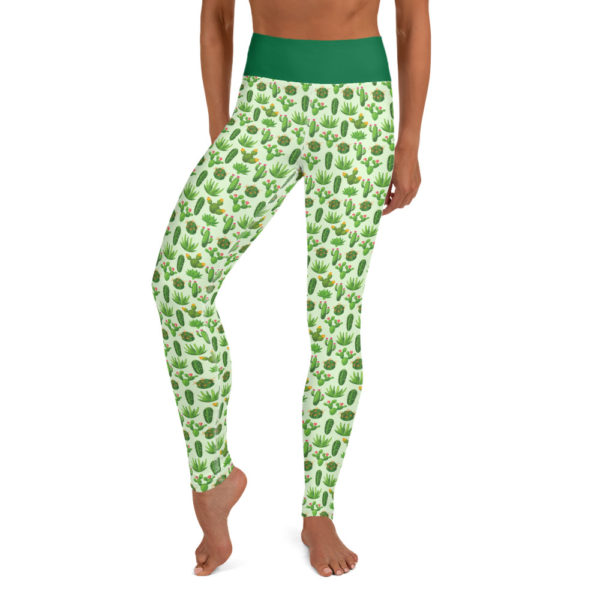 Cactus Leggings, Green Cactus Yoga Pants