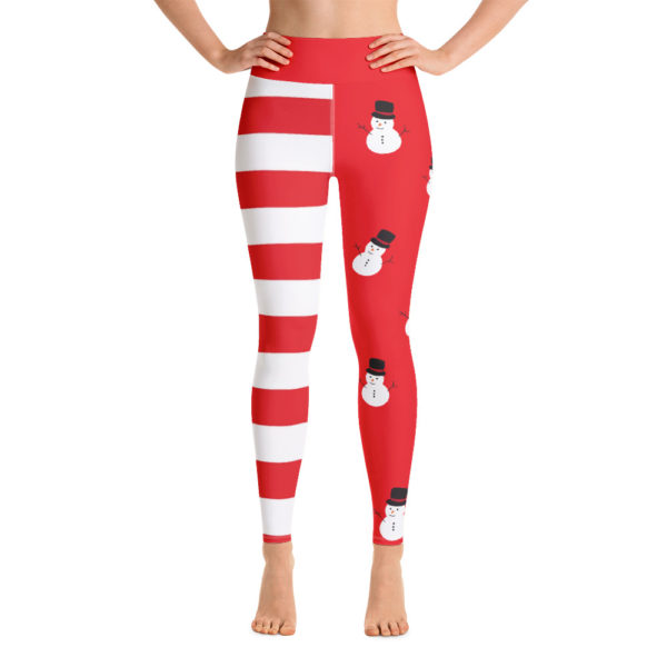 Candy Cane & Snowman Christmas Leggings, Holiday Yoga Pants - Image 5